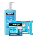 Neutrogena Hydro Boost Alltags-Pflegeset für Körper und Gesicht - Bodylotion Gel 400ml, Aqua Gel 50ml & 25 Reinigungstücher - Feuchtigkeitspflege mit Hyaluron für normale bis trockene H