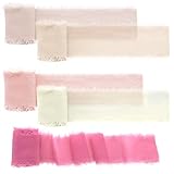 27,5 Yards Weihnachten Geben Handgemachte Seidenähnliche Bänder Fransen Chiffon Band Ausgefranste Kanten Band Rustikale Wickelband für Hochzeitseinladung, 5 Rollen, 5 Farb