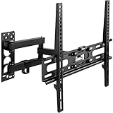 TecTake 402609 TV Wandhalterung, Neigbar und Schwenkbar, VESA max. 400x400, für 66 cm (26 Zoll) bis 140 cm (55 Zoll), Wandabstand 81-368mm, schw