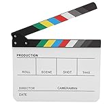 Szene Acryl Filmklappe, Direktors Film Schnitt Action-Szene Klappe BrettTV Movie Cut Action Szene Filmklappe für Shoot Requisiten/Werbung/Home Decoration/Hintergrund mit Stift(Farbe weiß)