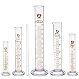 Meßzylinder Glas, cococity Graduierten Glasmesszylinder Chemistry Laborzylinder Messwerkzeuge mit Rührstab 5ml 10ml 25ml 50ml 100