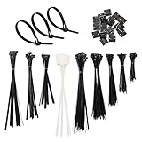 Kabelbinder Set 100/150/200/250/300mm（500 Stück） und 30 Wiederverschließbare Kabelverbinder mit 20 Stück Kabelbinderhalter und 10 Kabelbinder Tags, Kabelbinder-Set, UV Beständig, Hitzebeständig