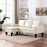 YOPOTIKA Sofagarnitur Schlafcouch Ecksofa Schlafsofa mit Schlaffunktion Sofabett Gästesofa Bettsofa Kunstleder Loungesofa Relaxcouch 3-Sitzer-Sofa mit Hocker C