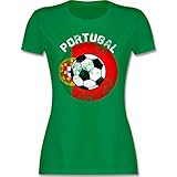 Fussball WM 2022 Fanartikel - Portugal Fußball Vintage Kreis - M - Grün - Tshirt Portugal - L191 - Tailliertes Tshirt für Damen und Frauen T-S