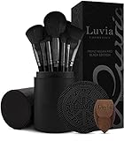 Make-up Pinselset Luvia, Prime Vegan Pro - Black, 12 Schminkpinsel inkl. Pinselaufbewahrung, Blender Schwamm & Reinigungsmatte Für Kosmetikpinsel, In Schwarz & Roseg