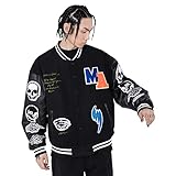 joyvio Herren Jacke College Baseball Sportjacke Sweatjacke Classics Baseballjacke Unisex Mode Streetwear (Color : Black, Size : XL)