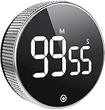 Küchentimer, Digitaler Küchentimer, Magnetischer Countup & Countdown LED Digital Timer, 3 Level Volumen, 2 rutschfeste Pads, großer LED-Bildschirm E