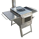 MYRCLMY Burning-Herd, Heißzelt-Herd-Kit Mit Kaminrohre, Seitenträger Und Ansichtsfenster, Multipurpose-Campingofen Für Zelt, Schutz, Heizung Und Kochen,Stainless S