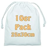 Cottonbagjoe Baumwollbeutel mit Kordelzug | 25 x 30 cm | unbedruckt | Öktex-100 | Kosmetikbeutel | Sockenbeutel | Stoffbeutel zum Bemalen | Schmucksäckchen Spielzeugtäschchen für Kleinigk