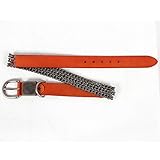 InChengGouFouX Fashion Nietgürtel Fahrrad-Chain Design echtes Leder Erwachsene Gothic Gürtel Steampunk verzierte Punkrock Blet Wird Für Das Tägliche Tragen Verwendet (Farbe : Gelb, Size : 115cm)