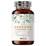 BIO Kurkuma Kapseln - Mit Schwarzer Pfeffer & Ingwer - 2880mg reines Kurkuma Pulver aus zertifiziertem biologischen Anbau - 180 Kapseln - Vegan & Hohe Bioverfügbarkeit - Laborgeprüft in D