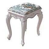 KKYY Hocker Polsterhocker Sitzhocker Antik Weiß Barock für Frisiertisch Schmink