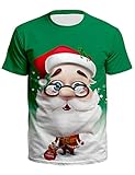 WBYFDC Weihnachtsjugend Kurzarm-t-Shirt 3D-Druck Herren Damen Weihnachtsmann-Hemd Outdoor Casual L