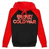 Call of Duty Black Ops Cold War-Text-Logo Herren Kapuzenpulli Rot Schwarz L | Der Spieler Xbox PS4 PS5 Schalter Lässige T-Shirt, Geburtstags-Geschenk-Idee für Leute, für Haus oder Gy