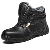 AINGRN Warm Gefüttert Sicherheitsschuhe Herren Damen S3 Winter rutschfest Arbeitsschuhe Stahlkappe Wasserdicht Wanderschuhe Unisex (Color : Black, Size : 45 EU)