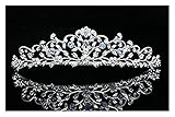 LTGJJ Braut-Haar-Accessoires-Blumenrebe-Design-Braut-Tiara-Krone-Blaue Kristalle-Silberplattierung