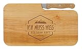 LASERHELD Brotzeitbrett Jausenbrett Holz Erle Messer ICH MUSS Weg - DER Berg Ruft Geschenk Wanderer Schneidbrett Holz Geschenkidee für Berg