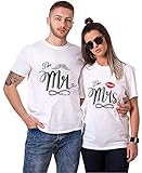 Daisy for U Symbol der Liebenden, mit Geschenken als Geschenk. Gedruckt als MR MRS Valentinstag Lustiges T-Shirt Symbol der Liebe T-Shirt 1 Stück Weiß-Mrs-S