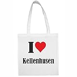 Reifen-Markt Tasche I Love Kellenhusen Größe 38x42 Farbe Weiss Druck Schw