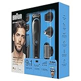 Braun 9-in-1 Multi-Grooming-Kit MGK5080, Barttrimmer und Haarschneider, Körperhaartrimmer, Ohren- und Nasenhaartrimmer, Präzisionstrimmer, mit AutoSense-Technologie, schwarz/b