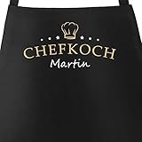 SpecialMe® Küchen-Schürze eigener Name Schriftzug Chefkoch individualisierbar Kochschürze Männer personalisierte Geschenke schwarz U