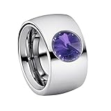 Heideman Ring Damen Coma 14 aus Edelstahl Silber farbend poliert Damenring für Frauen mit Stein Kristall Tanzanite lila im Fantasie Edelsteinschliff 10