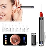 Otoskop Ohr Endoskop - Ohrenschmalz Entferner Earwax Remover, Ohrenreiniger 3.5mm 1080P HD Ohren Kamera IP67 Wasserdicht Wireless Otoscope mit 5 LEDs Leuchten & 1 Blaues Licht für iOS,