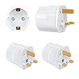 Incutex 2X Reisestecker UK GB England Travel Adapter EU Schuko 2-Pin auf UK 3-Pin Reise Steckdosenadapter Typ G, weiß