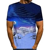 Kurzarmhemden Herren，Herrenmode 3D Eisbär Bedruckte T-Shirts ， Kurzarm-T-Shirt Mit Rundem Hals, Lässige T-Shirts, Atmungsaktive T-Shirts-M
