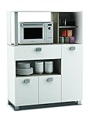 habeig Küchenschrank 146 weiß Küchenregal Küchenmöbel Mikrowellenschrank Buffetschrank Kü