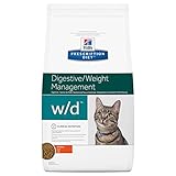 Hill's Hills Prescription Diet Feline w/d Verdauungs-/Gewichtsmanagement Trockenfutter mit Huhn 5 kg, fettarm, Faserhoch angereichert mit L-C