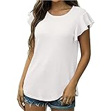Waffelstrick-Tunika-Tops für Damen, lockere, langärmlige Henley-Shirts mit R