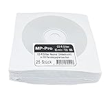 MP-Pro Silber Blank CD-R Rohlinge 80min/700MB, CD Rohlinge Silber (Unbedruckt) in CD Hüllen aus Papier mit Folienfenster – 25 Stück