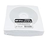 MP-Pro Silber Blank CD-R Rohlinge 80min/700MB, CD Rohlinge Silber (Unbedruckt) in CD Hüllen aus Papier mit Folienfenster – 25 Stück