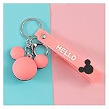 llsdls. Cartoon Niedlichen flaumig Kaninchen Pelz Ball Keychain for Frauen Pompom Kaninchen Pelz Schlüsselanhänger Schlüsselanhänger auf Tasche Auto Schmuck (Color : Pink)