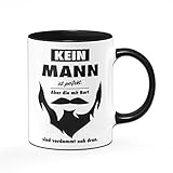 Tassenbrennerei Tasse Kein Mann ist perfekt. Aber die mit Bart sind verdammt nah dran - Geschenk für Männer, Freund mit Bart. - Schw