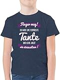 Statement Sprüche Kinder - Ich Habe eine verrückte Tante Lila - 104 (3/4 Jahre) - Dunkelblau Meliert - t-Shirt Tante sprüche - F130K - Kinder Tshirts und T-Shirt für Jung