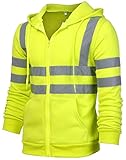 Panegy Herren Sicherheitsjacke Gefüttert Arbeitsjacke Warnschutzjacke Reflektierend Jacke Verkehr Mantel Größe 4XL - Grü