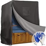 Strandkorb-Abdeckung Schutzhülle - wasserdicht & wetterbeständig - mit Belüftungsfenster & seitlichen Griffen +Plus: inkl. G