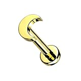 BlackAmazement 316L Edelstahl Labret Ohrstecker Tragus Helix Monroe Piercing Halbmond Crescent Sichel Mond Moon Silber Rose Gold Schwarz Damen (Farbe Gold- Stablänge 6mm)