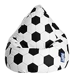 lifestyle4living Sitzsack für Kinder, Fussball Motiv, Baumwoll Bezug | Bequemer Sitzsackfussball 100% Öko-Tex Z