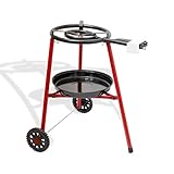 Ringg Paella Gasbrenner Set Grillset mit Rädern –Ø 40 cm 1 Ring mit Propan Butan Gas – Edelstahl Gas Brenner Gasgrill für Sp