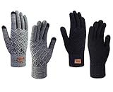 Chalier 2 Paare Damen Winter Touchscreen Handschuhe Winterhandschuhe Mit elastischen Manschetten Strick Sport Warme Handschuhe für Skifahren Radfahren und SMS MEHRWEG