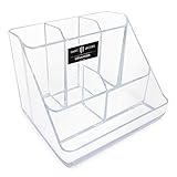 Isaac Jacobs Make-up-Organizer mit 6 Fächern aus transparentem Acryl, für Kosmetik, Home Office, Schule und Handwerk, Schreibtisch, Badezimmer-Arbeitsplatte, Schminktisch und Home O