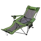 St.Oswalds Campingstuhl Fussablage Angelstuhl Beinauflage: Camping Stuhl Fußteil Rückenlehne Klappstuhl Chair Sonnenliege Outdoor Liege Strand Garten Strandliege mit Getränkehalter Tasche 100kg Grü