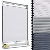 WOLTU Wabenplissee ohne Bohren Verdunklung Thermo Doppelplissee Klemmfix Zweifarbig 90x130cm Weiß-Weiß, Plissee Faltrollo Sonnen-, Sicht- & Schallschutz, Jalousie Plisseerollo für Fenster & Tü