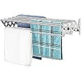 DERUKK-TY Wäscheständer aus Edelstahl, zur Wandmontage, zusammenklappbar, für Zimmer/Badezimmer, optionale Halterung, Handtuchhalter, Aufbewahrungsregal (Größe: 60 cm)