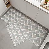 Merkey Küche Küchenläufer Kücheteppiche rutschfest Waschbar Küchenmatte Wasserdicht Ölfest Ölbestündig PVC Anti Rutsch Küchenteppiche für Kitchen Esszimmer Badezimmer Badematte Meterware Anpassb