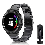 Fintie Armband kompatibel mit Garmin Forerunner 235/220 / 230/620 / 630 / 735XT Smart Watch - Uhrenarmband Edelstahl Metall Ersatzband, Schw