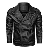 SLATIOM Lederjacke Männer Slim Fit Pu. Jacke männliche diagonale Reißverschluss Fahrradmäntel Männer Revers Kragen Mantel (Color : B, Size : XL code)